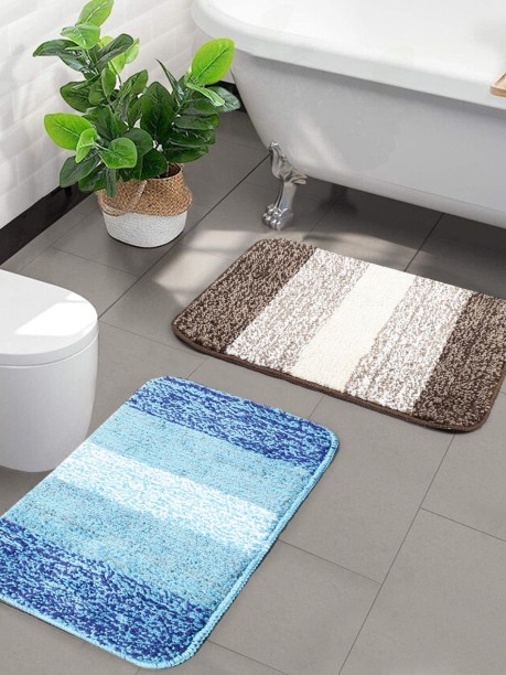 40 x 60cm U Shape High Density Anti-slip Bathroom Toilet Pedestal Rug Carpet Floor Mat Khaki 