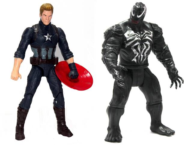 WOW Toys-Delivering Joys of Life Anti Hero and Captain Shield Super Hero Action Figures|| Titan Hero Series|| LED Light|| 18 cm|| Pack of 2