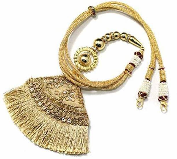 Beadsnfashion Adjustable Necklace Back Rope Dori with Latkan Gold for Jewellery Making, Pack of 1 Pc