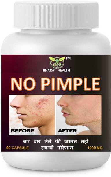 BHARAT HEALTH NO PIMPLE 1000 MG AYURVEDIC CAPSULES FOR NATURAL GLOW, CLEAR SKIN AND SKIN CARE 60 CAPSULE (PACK OF 1)