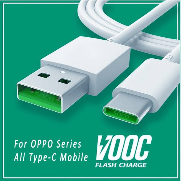 SOCO 50W/5A FAST CHARGING CABLE TYPE C SUPPORT / VOOC / DART / DASH / WARP / FLASH / TURBO / SONIC / HYPER / RAPID / 44W / 33W / 30W / 27 / 25 / 20W / 18W / 15W / FOR OPPO A52 / A53 / A53S / A33 / Y33S / A54 / A55 / A74 / A16 / F15 / F17 / F17 PRO / F19 / F19S / F19 PRO / F19 PRO PLUS / K3 / A9 / A5 / R17 / RENO / RENO 2 / RENO 10X ZOOM / RENO 2F / RENO 2Z / REALME X / XT / X2 / X2 PRO / 5 PRO / 6 / 6i / 6 PRO / 7i / 8 / 8S / 8i / C25 / C25S / NARZO 30A / 50A / 10 / 20 / 30 / 30 PRO / 1.03 m USB Type C Cable