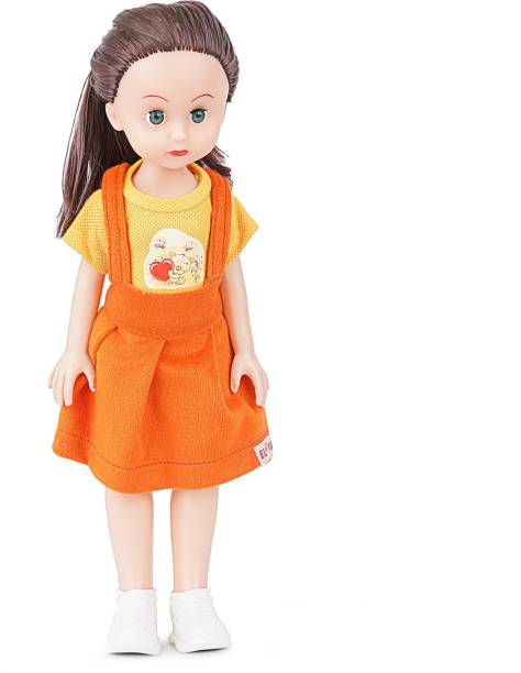 EL FIGO Girl Doll in Orange Dress With Accessories For Kids Age 2 years & Above