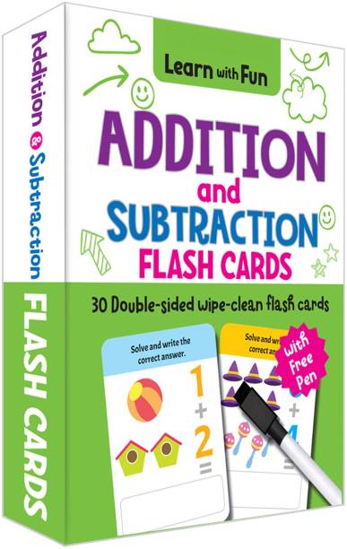 Kiddie Castle Addition And Subtraction 30 Double Sided Flash Cards With Free Pen