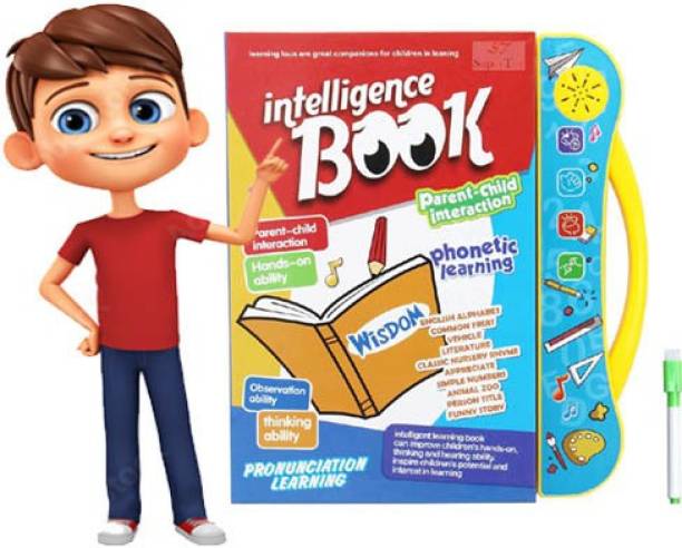 Toyvala Enchanting Intelligence Educational Interactive Book for 3+ Year Kids - Phonetic Learning Book with Sound, Educational English Reading Book - Alphabets, Numbers, Vegetables, Occupation, Animals, Colors, Fruits, Transport Vehicles, Relationships, Musical Instruments, Geometrical Shapes & Many More