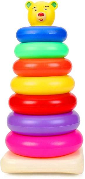 Kiddie Castle 7 ring toys teddy rings New Born Rock-a-stack Toddler Stack-7 color Ring Sets