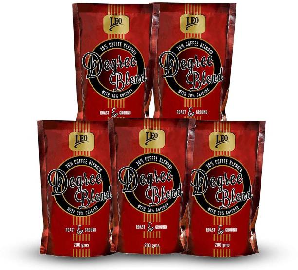 Leo Coffee Degree Blend Coffee, Filter Coffee Powder, 200 gm (Pack of 5) Filter Coffee