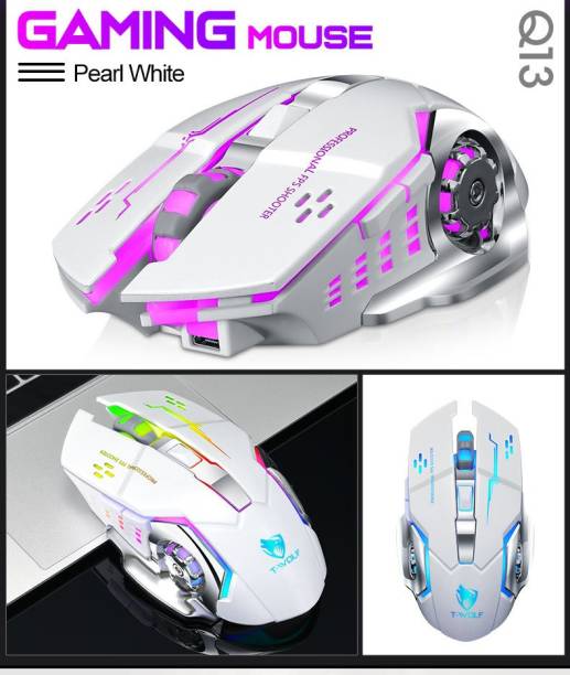 VIBOTON T-WOLF Q13 Rechargeable Wireless Mouse Silent LED Gaming Mouse , 6 Keys RGB Backlight 2400 DPI for Laptop Computer Wireless Optical  Gaming Mouse