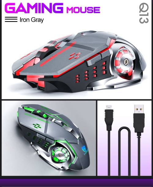 VIBOTON T-WOLF Q13 Rechargeable Wireless Mouse Silent LED Gaming Mouse , 6 Keys RGB Backlight 2400 DPI for Laptop Computer Wireless Optical  Gaming Mouse
