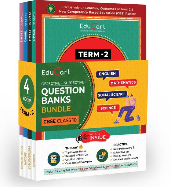 Educart TERM 2 CBSE Question Bank Bundle - Maths, Science, English & SST For Class 10 Of 2022 (Now Based On The Term-2 Subjective Sample Paper Of 14 Jan 2022)Edubook