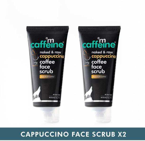 mCaffeine Cappuccino Coffee Face Scrub (Pack of 2) | Kills 99.9% Acne Causing Germs | Vitamin E, Cinnamon Extracts | All Skin Types | Paraben & Cruelty Free Scrub