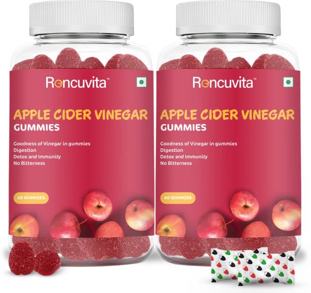 RONCUVITA Apple Cider Vinegar Gummies For Detox & Gut Health, 60 Veg Gummy (Pack of 2)