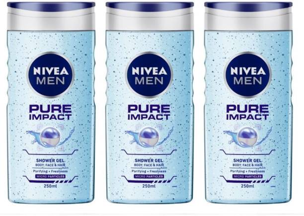 NIVEA Pure Impact Shower Gel - Pack of 3