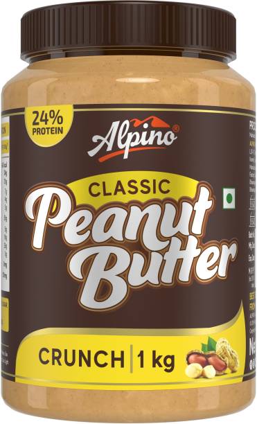 ALPINO Classic Peanut Butter Crunch 1 KG | High Protein Peanut Butter Crunchy |Vegan 1 kg