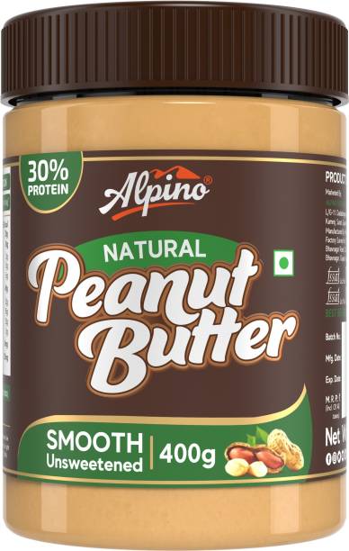 ALPINO Natural Peanut Butter Smooth 400 G | High Protein Peanut Butter Creamy | Vegan 400 g
