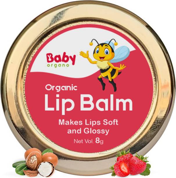 babyorgano ORGANIC LIP BALM Makes Lips Soft and Glossy with Strawberry Flavour - 8 gm Strawberry