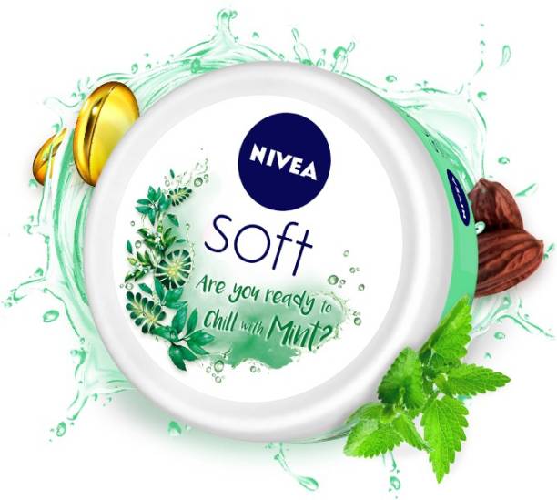 NIVEA Soft Light Moisturizing Cream, Chilled Mint Fragrance, with Vitamin E & Jojoba Oil (Face & Body Cream)