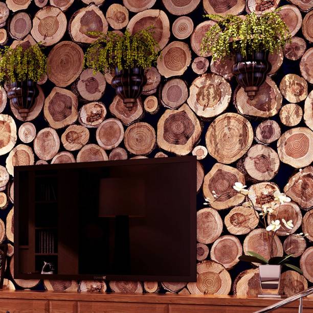 Flipkart SmartBuy Wall Stickers Wallpaper Living Room Decoration Wood Log Nature Love Self Adhesive Medium Wallpaper