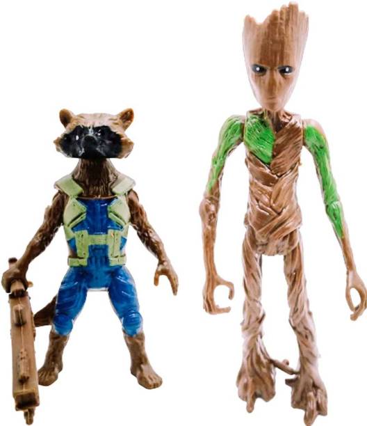 Avenger Groot & Rocket Super Hero Highly Flexible and Realistic Action Figure Toy|| LED Light|| 6 inch || Infinity Stone