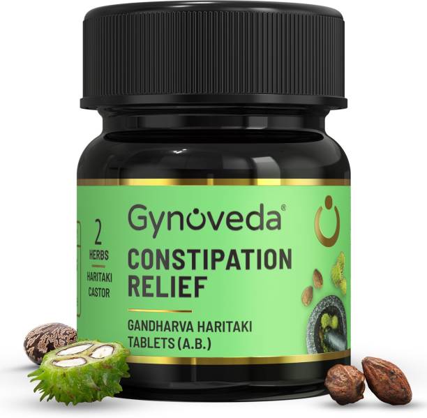 Gynoveda Constipation Fast Relief Ayurvedic Tablets with Haritaki, Castor Oil 60 Tablets