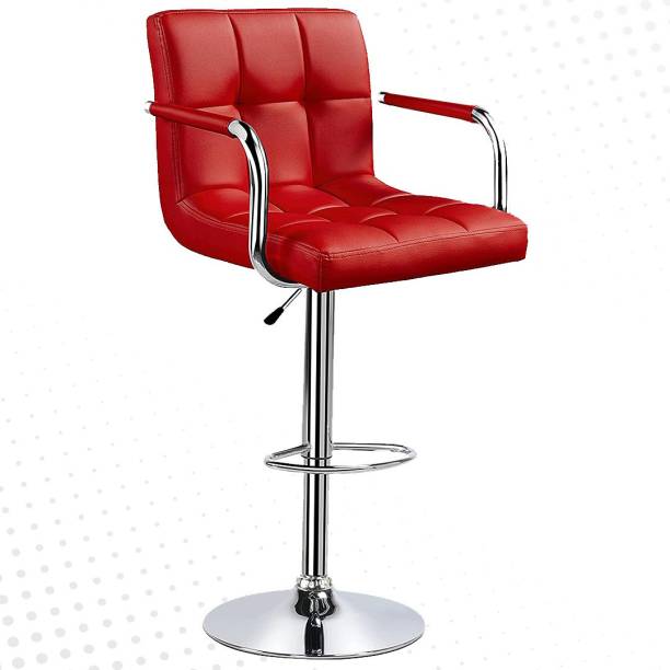 REDEFINE Melbourne Swivel High Counter Bar Stool with Armrest & Square Back Leather Cushion,Height Adjustable Bar Chair Comfortable for Kitchen |Reception|Study|Office|Cafeteria|Dining|Pub's|B7296 Leather Bar Stool