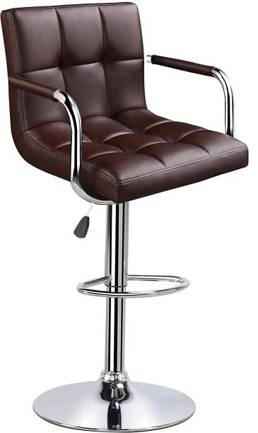 REDEFINE Melbourne Swivel High Counter Bar Stool with Armrest & Square Back Leather Cushion,Height Adjustable Bar Chair Comfortable for Kitchen |Reception|Study|Office|Cafeteria|Dining|Pub's| B7140 Leather Bar Stool