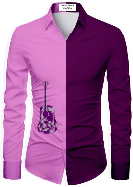 online cloth khazana Polycotton Color Block, Printed Shirt Fabric
