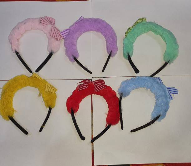 Savitri fur bow rubber band (random colour) pack 06 Rubber Band