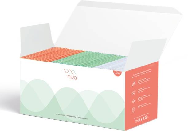 Nua Ultra Thin Sanitary Pads Bulk Pack, 12 Heavy , 20 Medium & 18 Light Flow Pads Sanitary Pad