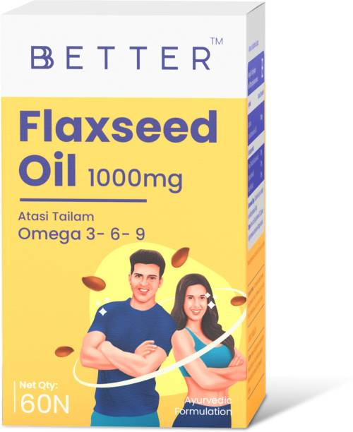 BBETTER Flaxseed Oil 1000mg Omega 3- 6- 9 - 60 Softgels