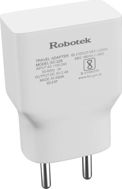 Robotek SC 228 With 1 Meter Micro USB Cable 2.4 A Mobile Charger