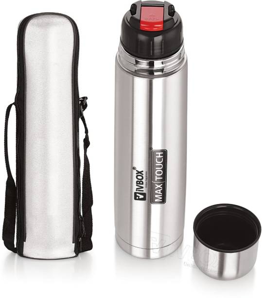iVBOX ® Max-Touch Thermos Steel Flip Lid Flask, 1000 ml Hot & Cold With Cover Pouch 1000 ml Flask