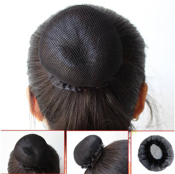 NANDANA COLLECTIONS Pack of 3 Premium Quality Juda Net Hair Bun Hair Net Bun Cover Juda Net for Women and Girls Black Colour Bun