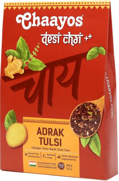 Chaayos Adrak Tulsi Tea -Premium Chai Patti for Stronger Immunity|Tea 1kg |Black Tea |Basil Masala and Ginger Tea Pouch