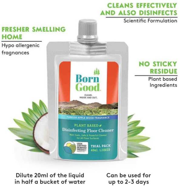 Born Good Plant Based Disinfecting Liquid Floor/Surface Cleaner Trail Pack Turkish Apple Wood