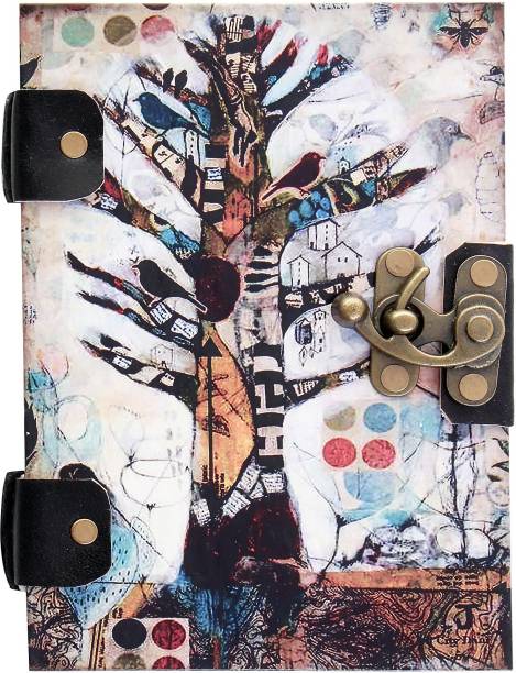 Craft Play Tree Print Special Binding With Lock A5 Diary Unruled 144 Pages