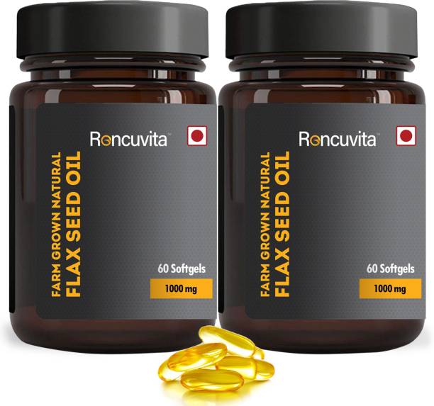 RONCUVITA Flaxseed Oil Soft Capsules 1000mg Plant-Based Omega 3-6-9 - ALA (Pack of 2)