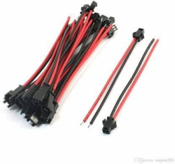 SK TRADERS 2PIN Male/Female Wire Connector (Red, Black, Pack of 10) 22 AWG Wire Adapter with 150 MM Electronic Wire Connector