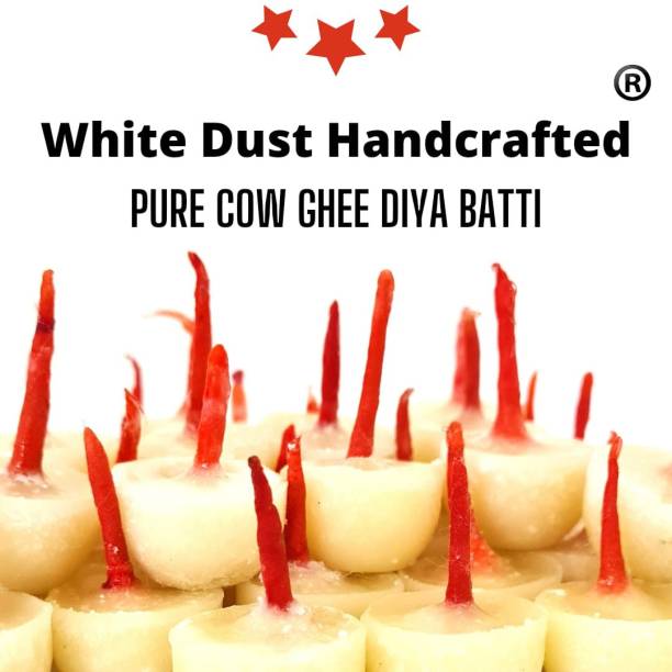 White Dust Handcrafted Ghee Diya Battis || 100 Pcs Pure Cow Ghee Diya Battis || Cotton Wick