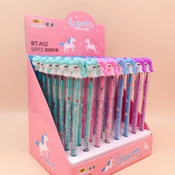 uniqueexpo Pack of 8 Designer Cute Unicorn Pencils Non Sharpening Colorful Printed Body Unicorn Theme Pencils for Kids Girls School Office Work Birthday Party Return Gift Pencil