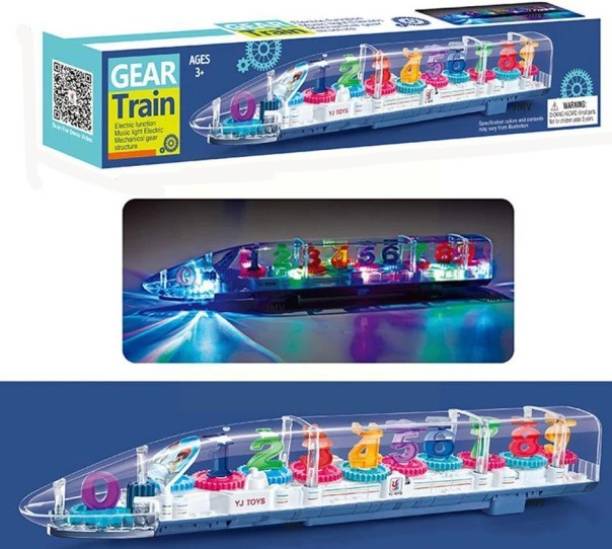 jmv Concept Musical Train Toy for Kids 3D Toy with 360 Degree Rotation, Gear Transparent Toy with Light & Sound Toy