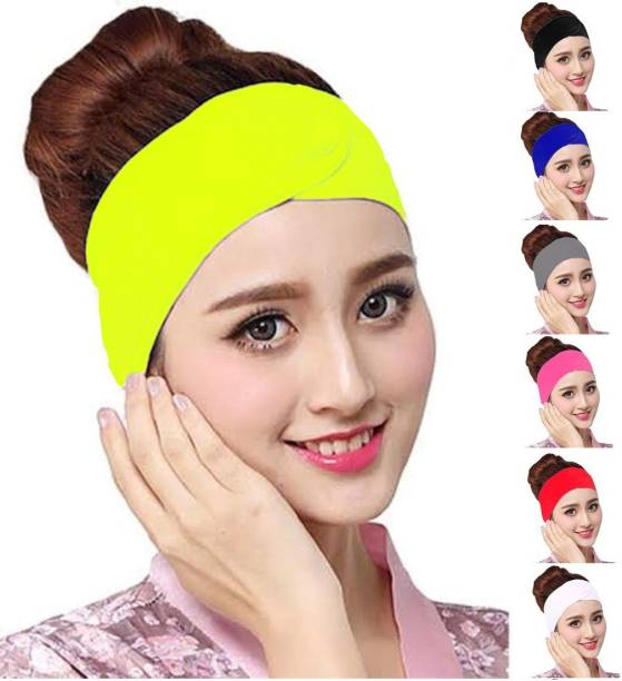 Juzzii Facial Spa Headband, Adjustable Elastic Headband, Non-slip Stretchable Washable Makeup Hair Band For Yoga, Sport, Bath Shower Towel Wrap Head Bands Makeup Headband Pack of 1 (Color -Yellow) Makeup Headband