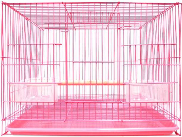 J N PETS 15 inch ( 1.25 feet ) IMPORTED BIRD CAGE ( PINK ) SUITS FOR SMALL BIRDS FINCHES/LOVE BIRDS/ SPARROW EASY INSTALLATION Bird House