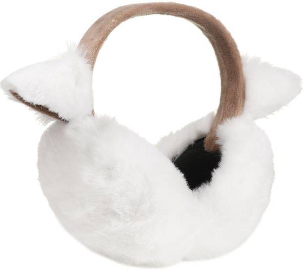 HANDCUFFS Ear Muff Winter Cute Ear Warmer Earmuffs Faux Fur Plush Ear Cover For Girls Women (White) Ear Muff