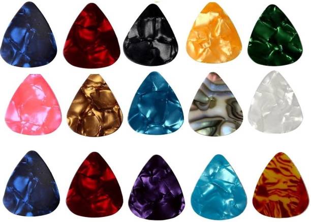 AMG Music Guitar Plectrums Cellulid Guitar Pick Abstract Art Celluloid Guitar Picks for Acoustic Guitar 0.46mm Electric Guitar Bass Ukulele Multicolor Plectrums for Guitar Lovers Guitar Pick ( Pack of 15 ) Guitar Pick