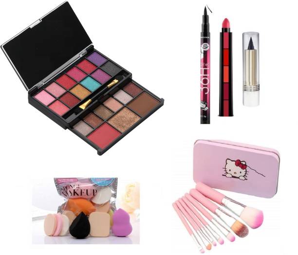 MY TYA All in One Fashion Makeup Kit for Girls 8022 No 1 with EyeLiner, Kajal, Makeup Brushes, Sponges and 5 in 1 Lipstick Red Edition