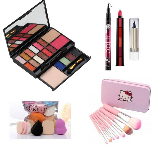 THE NYN All in One Fashion Makeup Kit for Girls 8021 No 1 with EyeLiner, Kajal, Makeup Brushes, Sponges and 5 in 1 Lipstick Red Edition