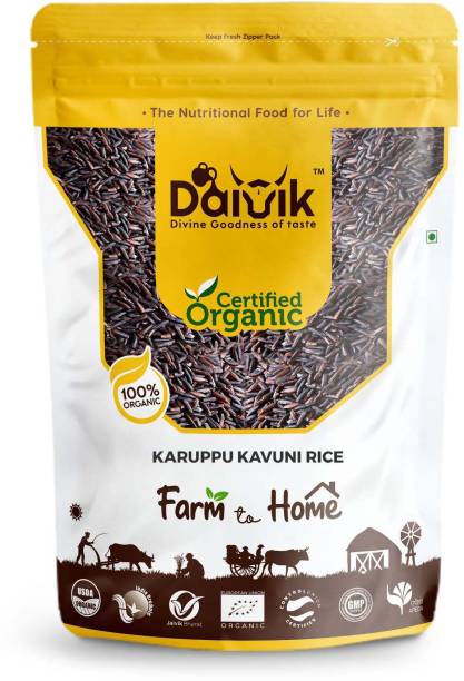 DAIVIK ORGANIC Karuppu Kavuni Rice-Black Rice, 1 Kg Black Black Rice (Full Grain, Raw)