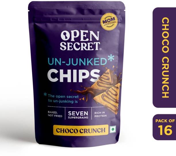 OPEN SECRET Choco Crunch Supergrain Chips - On-the-go packs | Choco Crunch Chips | No Added Maida | Baked, not Fried | Healthy & Tasty | Rich in Protein | Pack of 16 Nachos