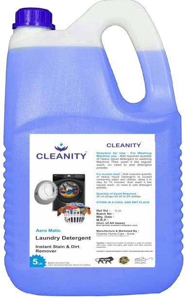 cleanity Premium Liquid Detergent for Top Load, Front Load Washing Machine Concentrated laundry liquid for clothes Aqua Liquid Detergent