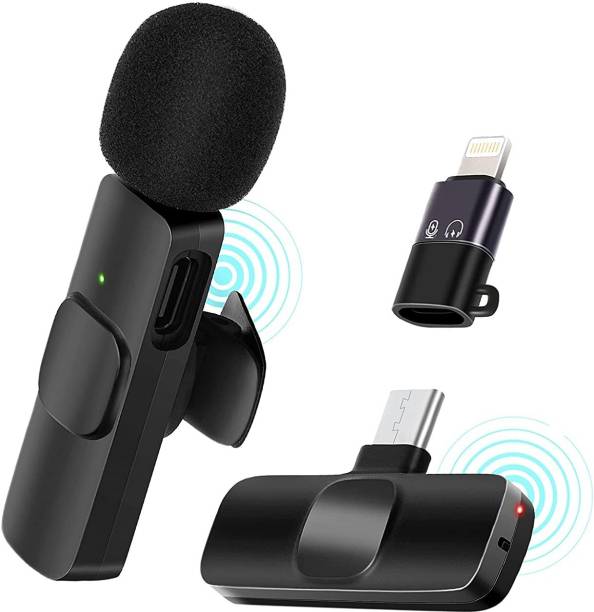 Explorer ™ Latest New Technology iPhone And Type C Supported K8 Wireless Microphone Lapel Mic System for YouTube Facebook Live Stream TikTok Video Recording Vlog Plug & Play Lavalier Noise Reduction No APP & Bluetooth Needed Collar Mic